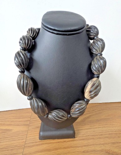 Black horn necklace bead - horn,
