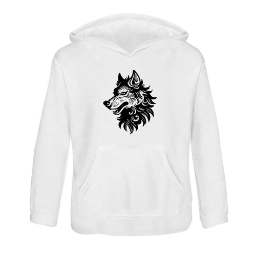 Tribal wolf head kids hoodie - 'tribal,
