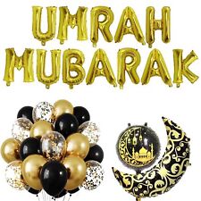 Umrah Mubarak Balloons Decorations Gold Moon Star Photo Backdrop Gift 22 Pcs
