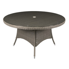Dellonda DG67 Round Rattan Wicker Outdoor Garden Patio Dining Table Glass 135cmA