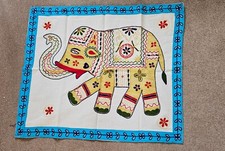 Indian Elephant Embroidered Throw Wall Hanging Artwork