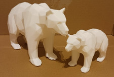 2 x Low poly Christmas polar bears decoration art Made in UK next day dispatch