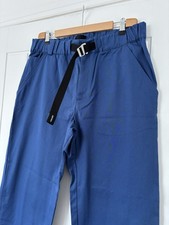 Kenzo Blue Straight Belted Trousers Pants 34 US Cotton Pockets Brights