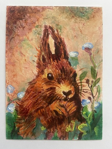 Aceo 5 squirrel - aceo, 3,5”x2,5”