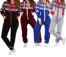 Womens Ladies Adult Aztec Onsie1 Hooded Playsuit Jumpsuit All In One S-5XL