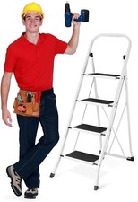 Delxo 4 Step Ladder Folding Step Stool, Heavy-Duty Sturdy Safety Tall Step Ladde