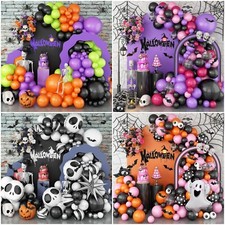 120pcs Halloween Spider Balloon Arch Garland Kit Black Orange Confetti Balloons