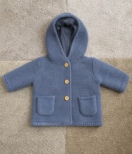 M&S baby blue knit jacket 0-3m