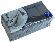 Black Cocktail Napkins 250 x 2Ply 24cm Bar Serviettes Party Fit Bar Caddies