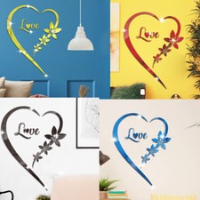 Love Heart Home Furniture Mirror Tiles Wall Sticker Self-Adhesive Art Decor