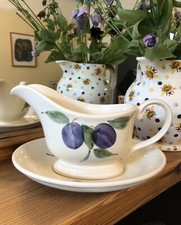 Emma Bridgewater Purple Plum Large Gravy Boat. 2001 Back Stamp.