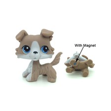 Littlest Pet Shop LPS Collie Puppy Dog #67 Grey and White Collie Dog