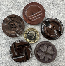 5 mix and match Large Vintage Art Deco Brown Bakelite Buttons 35mm Collectable