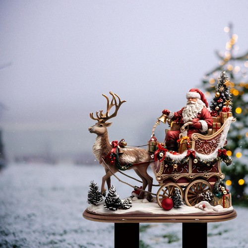 Reindeer santa sleigh figurine - reindeer,