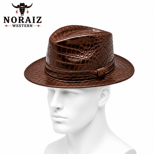 Men brown crocodile embossed - men's,