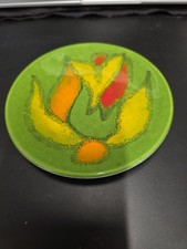 Poole Pottery Delphis Dish In Green, Orange Red And Yellow