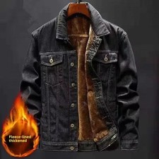 Denim Jacket Sherpa Fleece Lined Button Up Jean Coat Trucker Warm Winter Mens