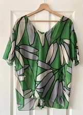 marni blouse top 42 green print tie back silk blend
