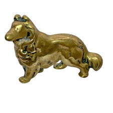 Vintage Brass Collie Dog