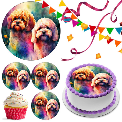 Poodle dog cake topper party - cake,