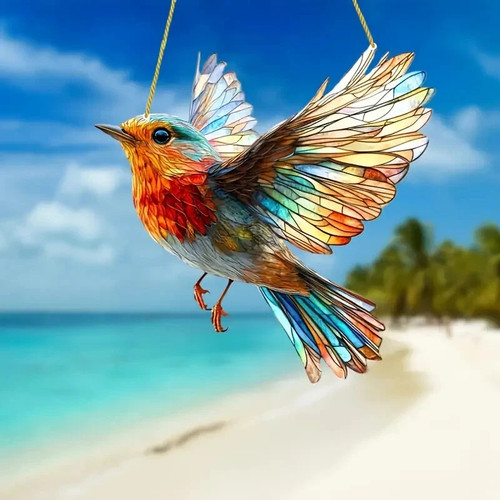 Colourful robin bird flying - colourful,