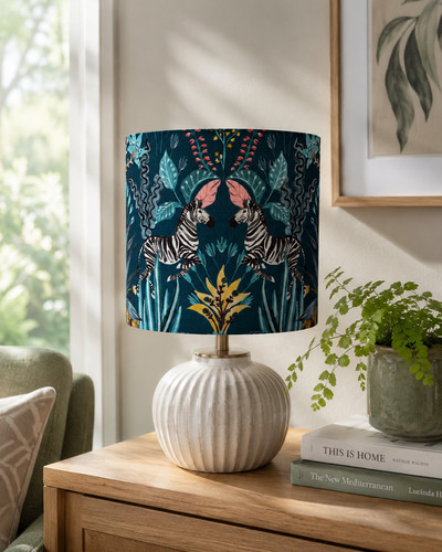 Zebra forest fantasty teal - forest,