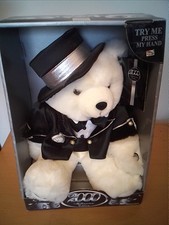 DanDee Millennium Keepsake 2000 White Talking Plush BEAR, Top Hat & Tails  Boxed