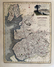1833 Antique Map; Lancashire