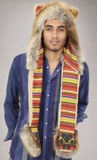  spirithoods lion faux fur collectable scarf hood rare los angeles made unisex