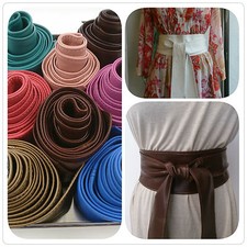 Real Leather Obi Belt, Sash Belt, Long Tie Belt, Double Wrap Belt, Leather Belt