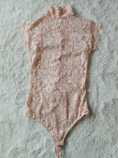 Lipsy London Pink Sleeveless High Neck Lace Body Elegant Sheer Cami Playsuit 8