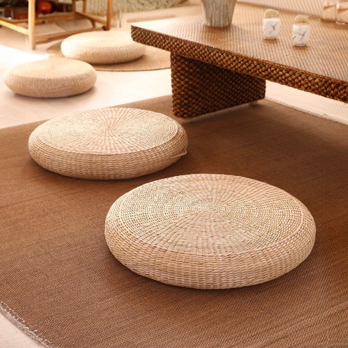 Large round straw tatami - round, futon