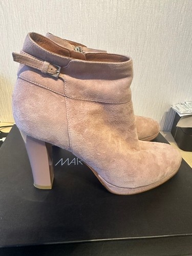 Pale pink suede ankle boots - suede,