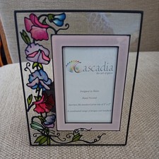 CASCADIA ART 'SWEET PEA' GLASS HAND PAINTED PHOTO FRAME FOR  3" x 2" PICTURE