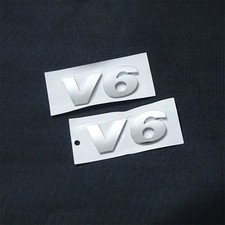 2x Chrome V6 Silver Sep Plastic Sticker Emblem Badge Decal Vehicle Coupe Edition