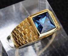18K GOLD EP CZ SAPPHIRE