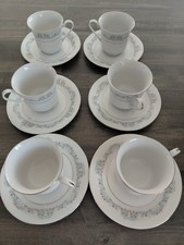 crown ming fine china jian shiang 6Cups and Saucers and 6 Side plates
