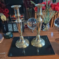 Antique Late Victorian Brass Candlesticks With Ejectors & Rd No 179142 Stamped