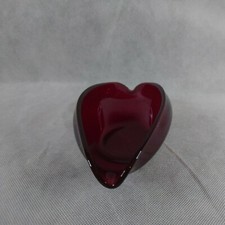 Red Glass Dish Oval Leaf Shaped Hand Blown Glass Artisan