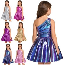 UK Kids Girls Sparkly Metallic