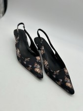 Steve Madden Women’s 7.5 Floral Slingback Heels Pointed Toe Kitten Heel Shoes