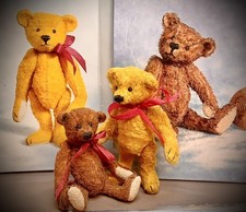 TWO Miniature Antique Style Jointed Teddy Bear Making Kits by Emily Farmer 2.5”