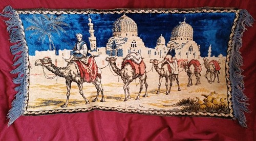 Vintage camel tapestry rug - vintage,