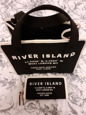 River Island Black Medium Canvas Tote Bag And Purse NEW NO TAGS