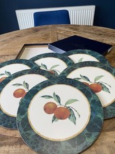 6 Vintage Royal Worcester Placemats / Table Mats Boxed Evesham Fruit Design 