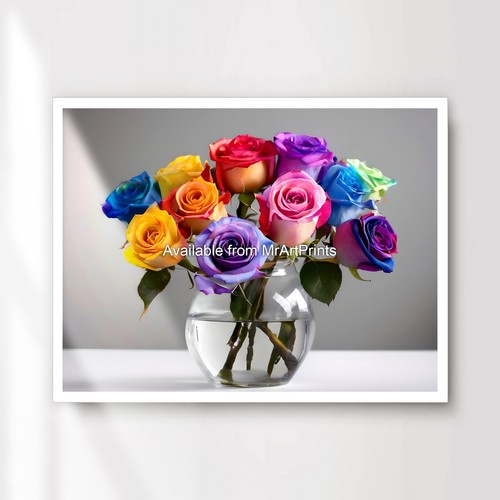 Rainbow roses colourful - rainbow,