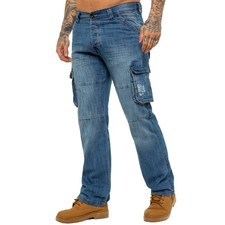 Enzo Mens Cargo Combat Jeans