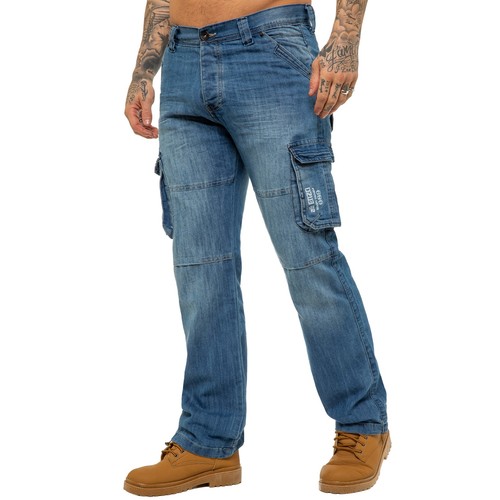 Enzo mens cargo combat jeans - enzo,