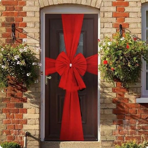 Door red bow decoration front - bow,