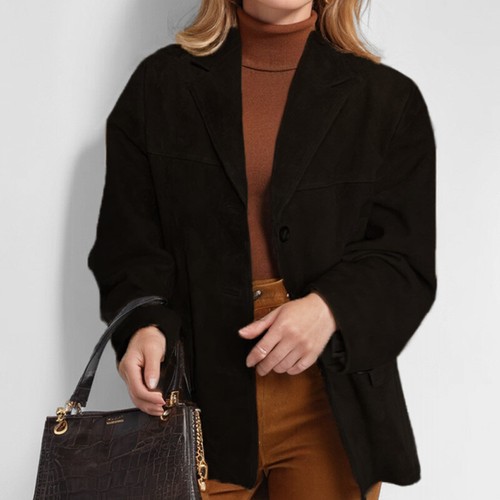 Ladies faux suede suits - suede, coat